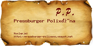 Pressburger Polixéna névjegykártya